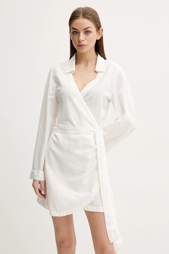 Melissa Odabash vestito con aggiunta di lino mini beige MO.RUBY