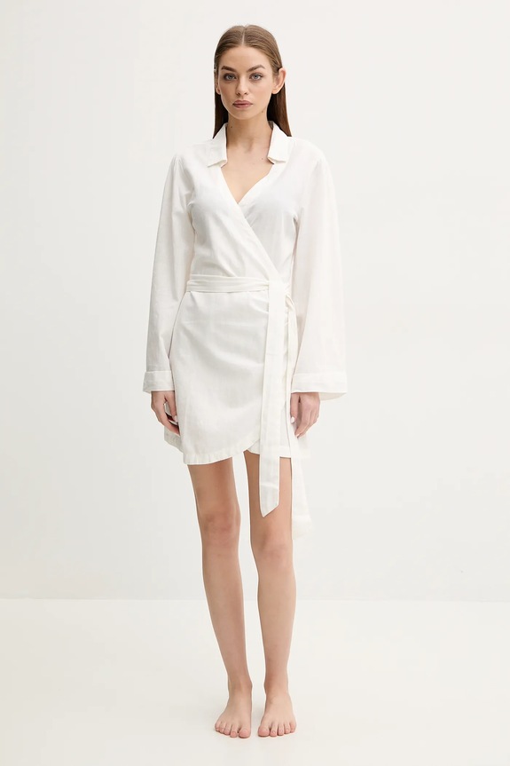 Melissa Odabash vestito con aggiunta di lino MO.RUBY beige SS25