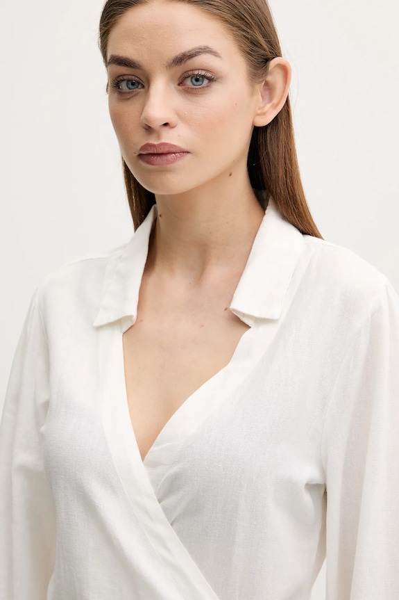 Melissa Odabash vestito con aggiunta di lino beige MO.RUBY