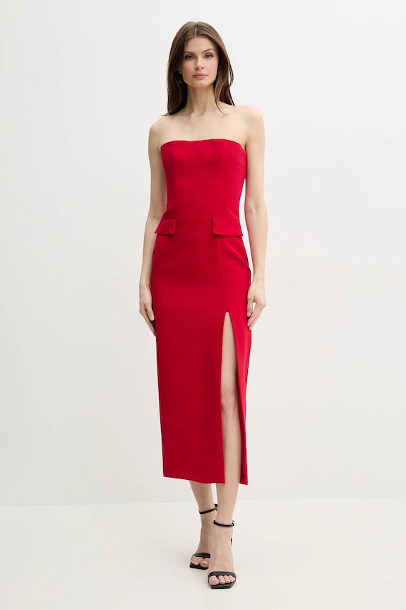 Bardot rochie NIKKI midi rosu 59728DB