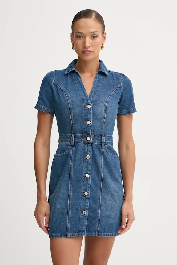 Morgan rochie din denim fixat albastru ROGLA