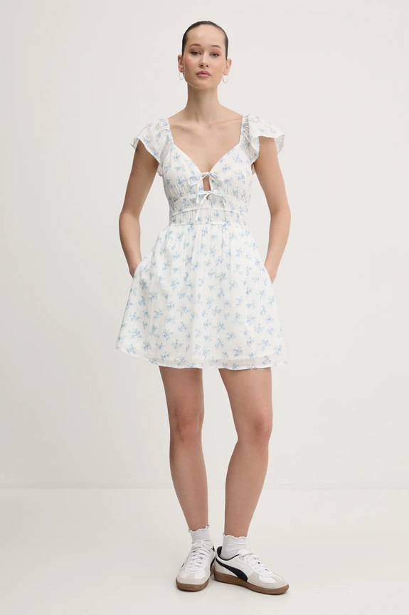 Bavlnené šaty Hollister Co. KI359.5031.104 biela SS25