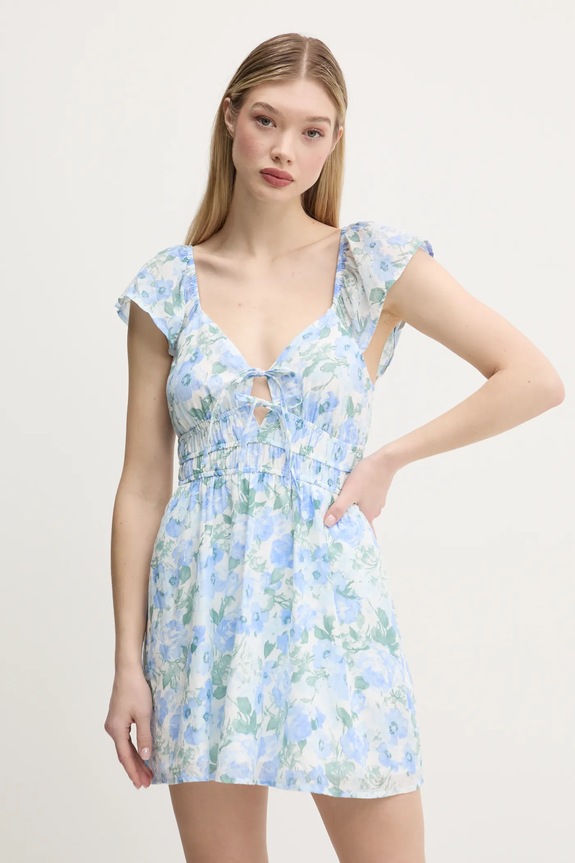 Bavlnené šaty Hollister Co. kvetinový modrá KI359.5032.108