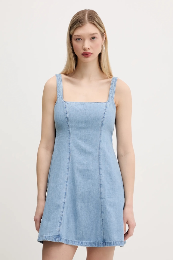 Rifľové šaty Hollister Co. bavlna modrá KI359.5033.281