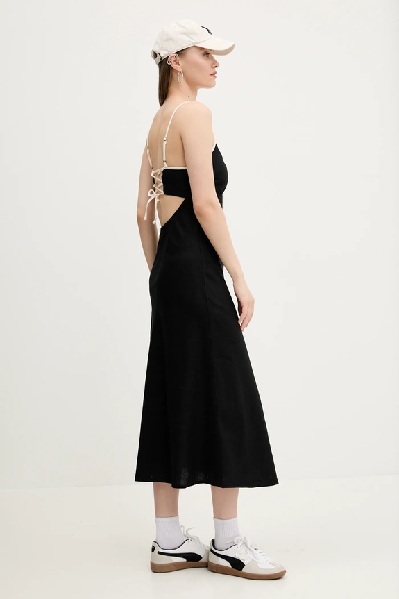 Λινό φόρεμα Hollister Co. casual μαύρο KI359.5049.900