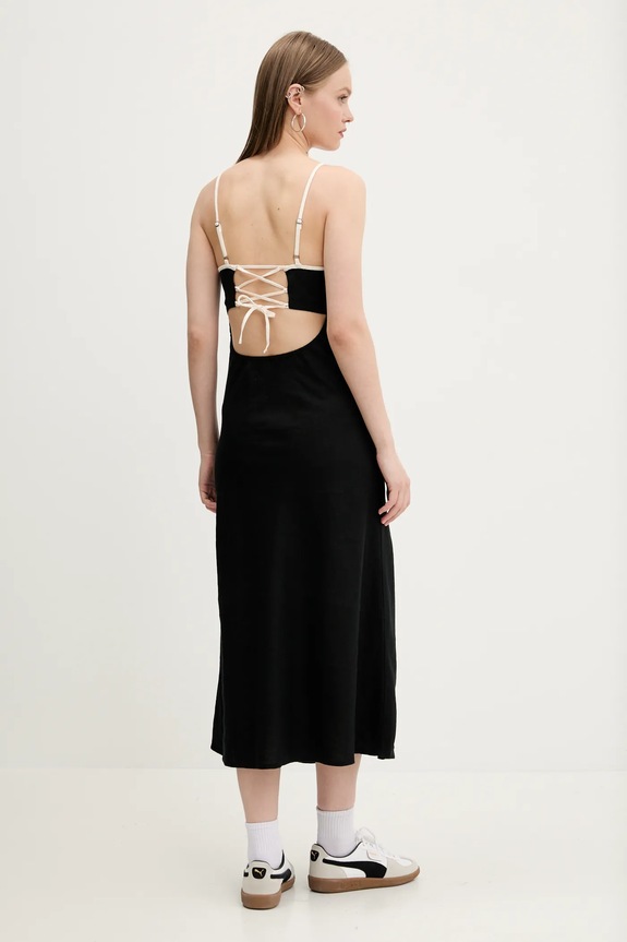 Ρούχα Λινό φόρεμα Hollister Co. KI359.5049.900 μαύρο