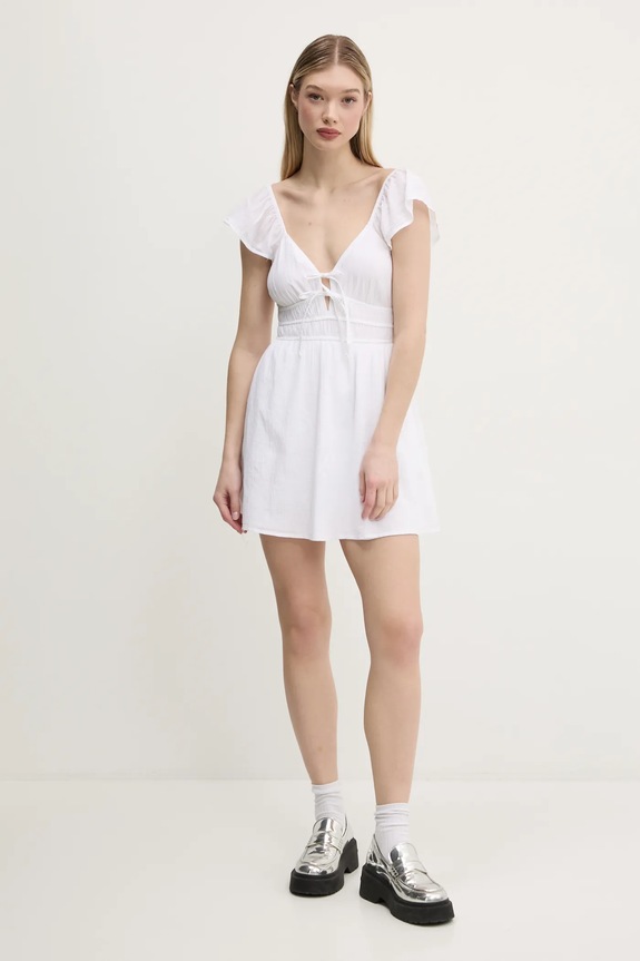 Hollister Co. rochie din bumbac KI359.5054.100 alb SS25