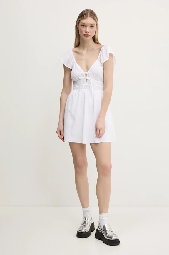 Hollister Co. rochie din bumbac KI359.5054.100 alb SS25