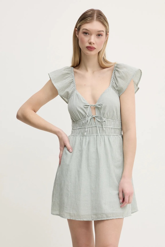Pamučna haljina Hollister Co. casual zelena KI359.5054.109