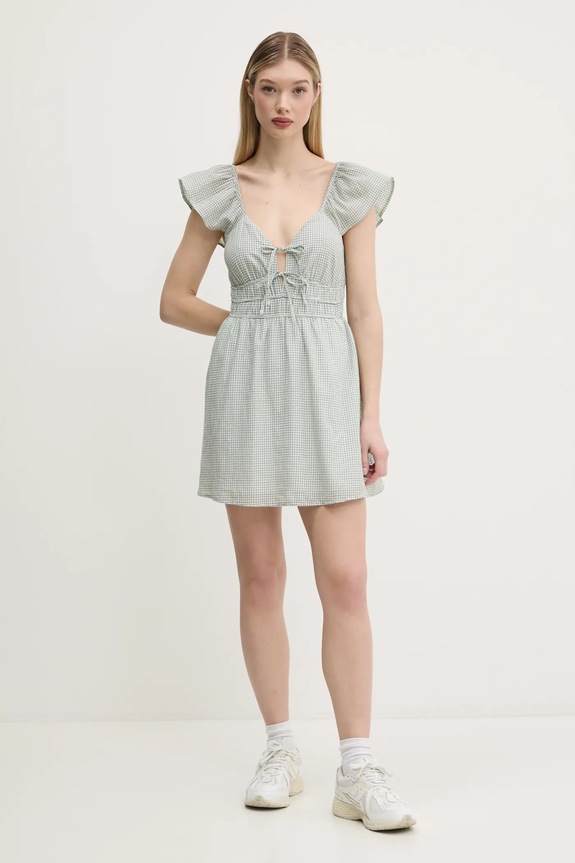 Pamučna haljina Hollister Co. KI359.5054.109 zelena SS25