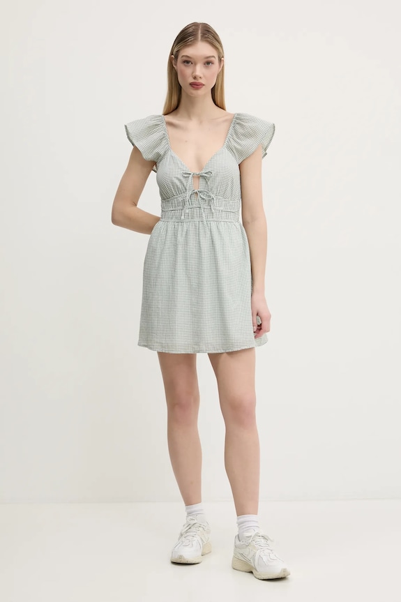 Pamučna haljina Hollister Co. KI359.5054.109 zelena SS25