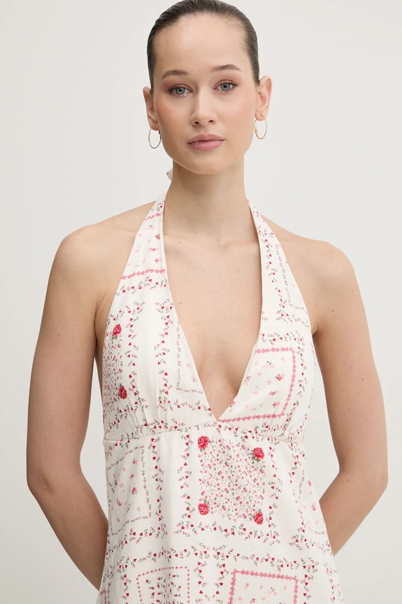 Ľanové šaty Hollister Co. béžová KI359.5067.108