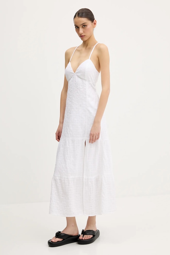 Βαμβακερό φόρεμα Hollister Co. KI359.5079.100 λευκό SS25