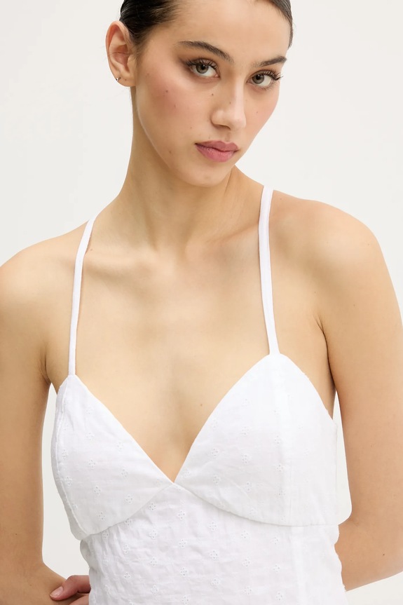 Βαμβακερό φόρεμα Hollister Co. λευκό KI359.5079.100