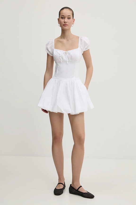 Pamučna haljina Hollister Co. KI359.5085.100 bijela SS25