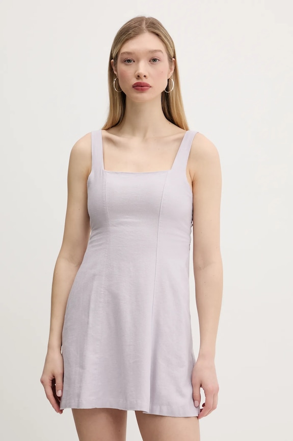 Lanena haljina Hollister Co. KI359.5265.632 ljubičasta SS25
