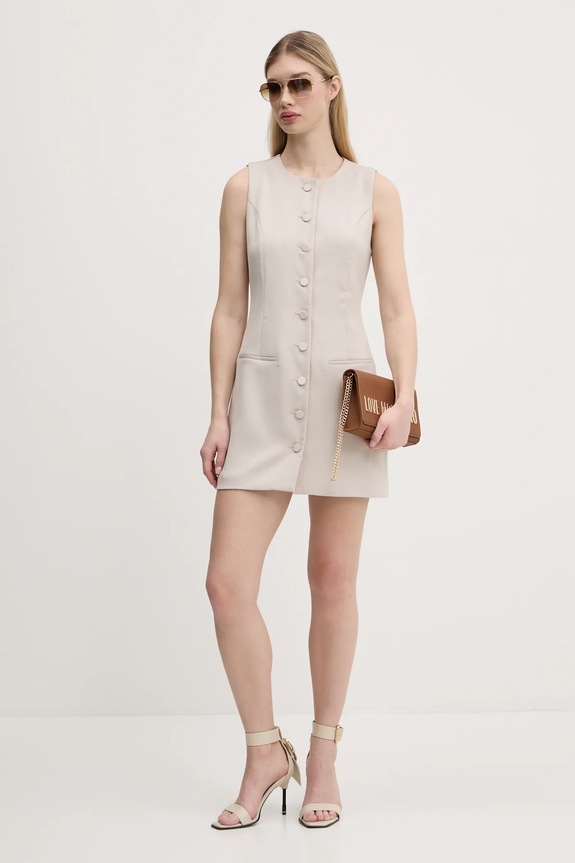 Φόρεμα Abercrombie & Fitch με ελαστάν μπεζ KI159.5575.410