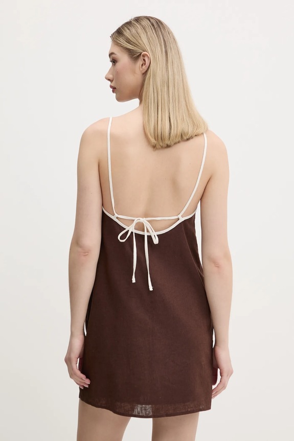 Ρούχα Λινό φόρεμα Abercrombie & Fitch KI159.5662.480 καφέ