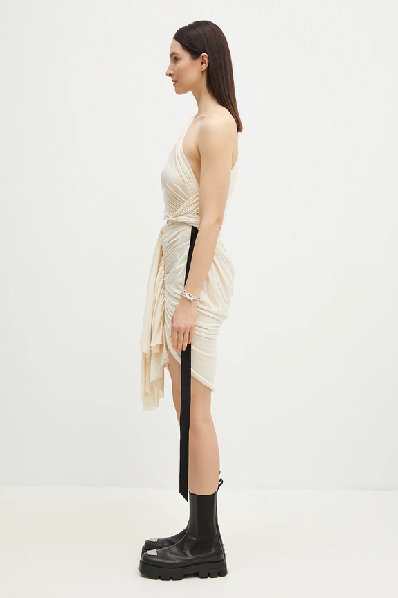 Bavlnené šaty Rick Owens Fog DS01E3500.BHN béžová SS25