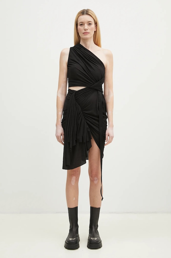 Хлопковое платье Rick Owens Fog гладкий чёрный DS01E3500.BH