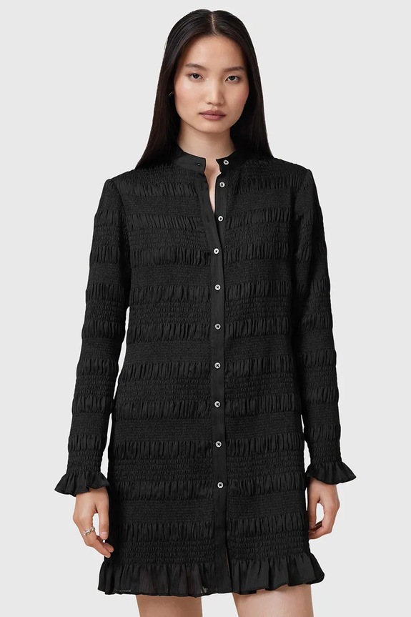 Šaty AllSaints MEG látka čierna W062DC