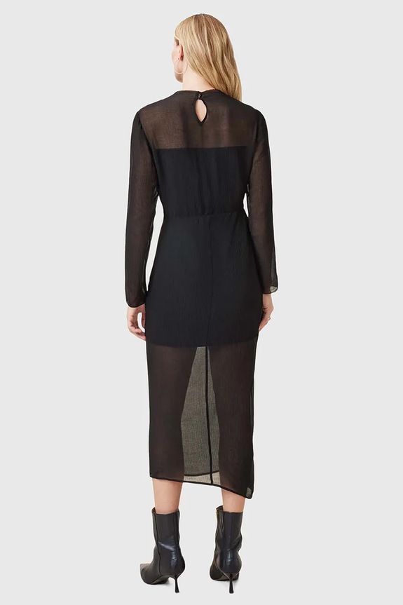 Šaty s prímesou hodvábu AllSaints RIZO W085DC čierna
