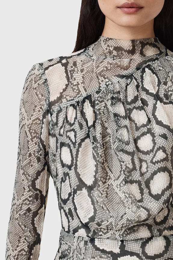 Odzież AllSaints sukienka z domieszką jedwabiu RIZO W050DC multicolor