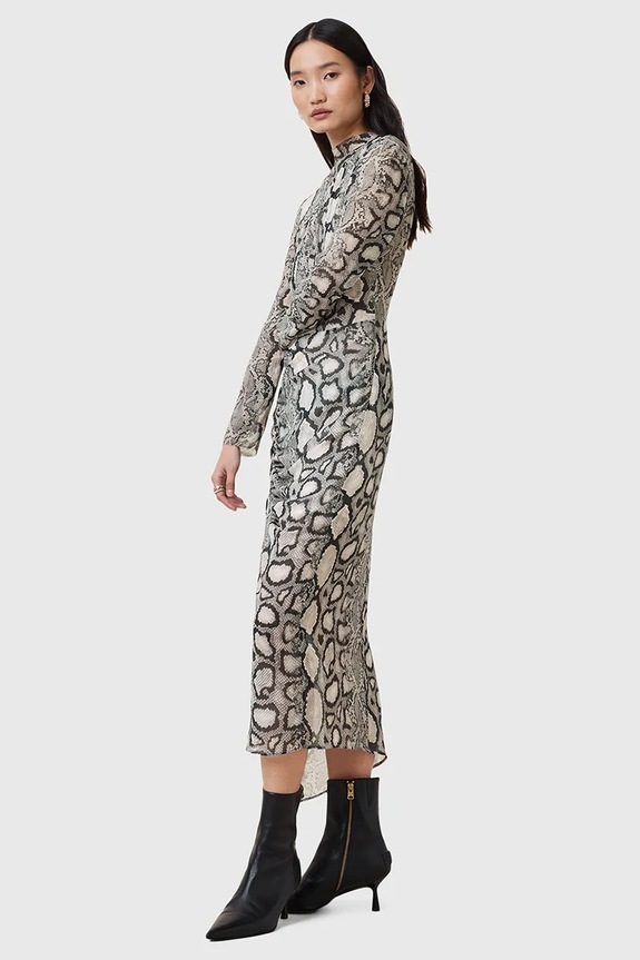 AllSaints sukienka z domieszką jedwabiu RIZO W050DC