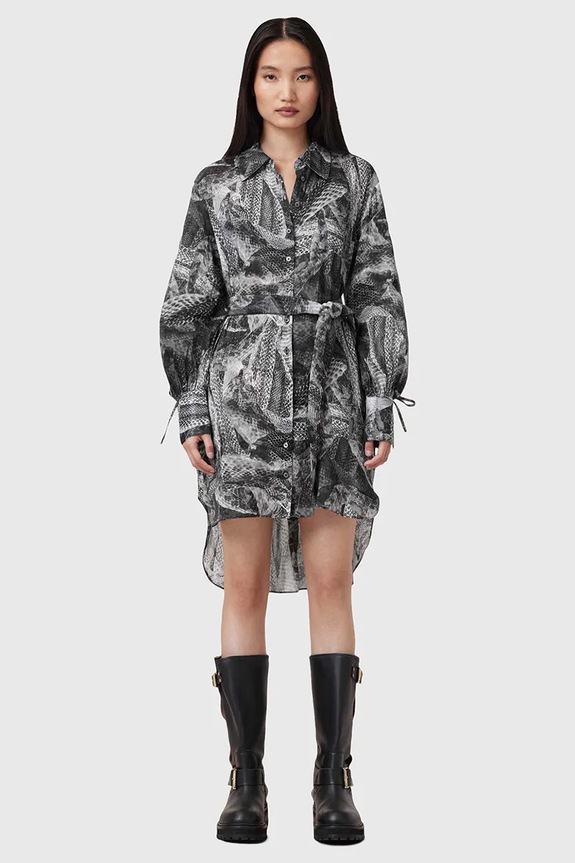 Šaty s prímesou hodvábu AllSaints LEYLA W081DC