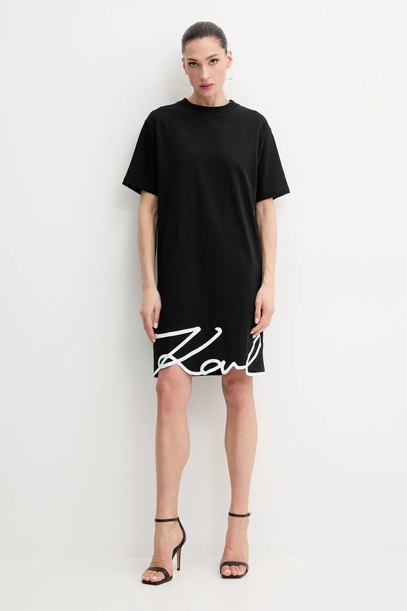 Karl Lagerfeld pamut ruha A1W13001 fekete SS25