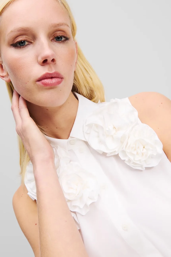 Ρούχα Βαμβακερό φόρεμα Karl Lagerfeld A2W13004 λευκό