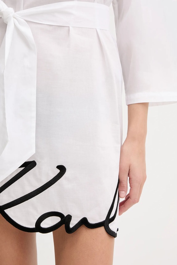 Karl Lagerfeld rochie de vară din bumbac A2W46075 alb