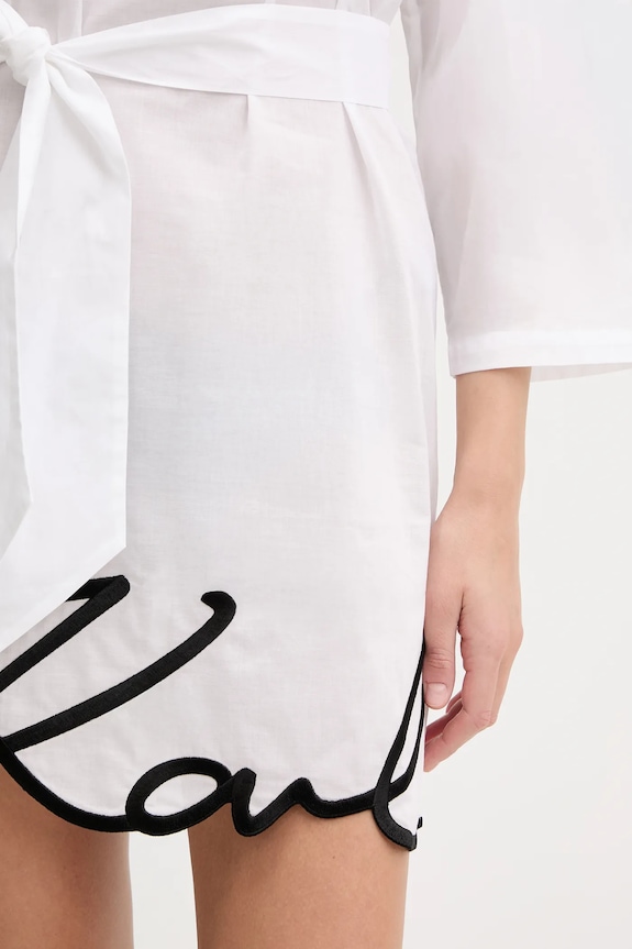 Karl Lagerfeld rochie de vară din bumbac A2W46075 alb