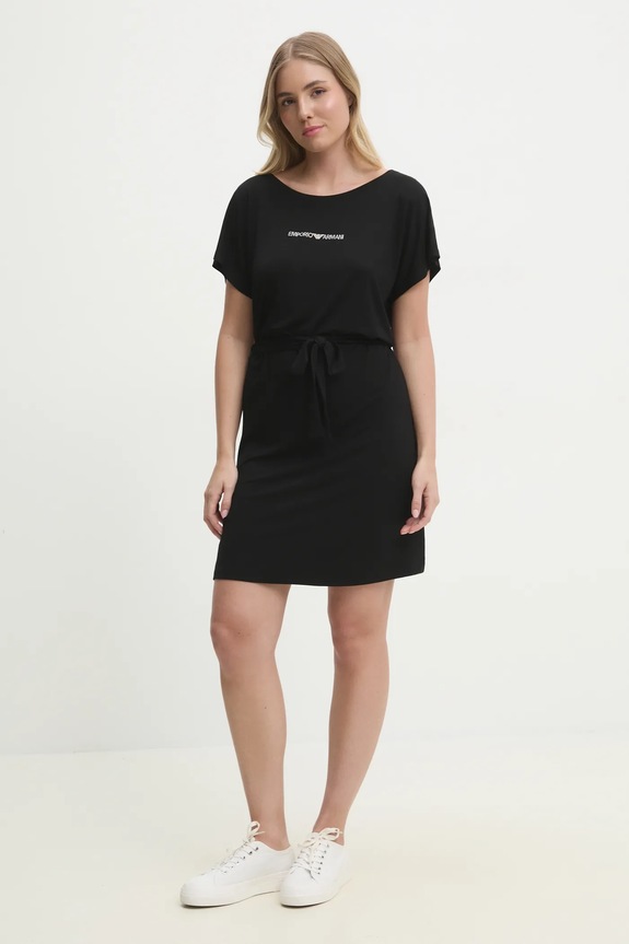 Φόρεμα Emporio Armani Underwear απλικέ μαύρο EW000783.AF12192