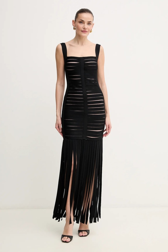 Herve Leger sukienka Alessandra z elastanem czarny FFR8513700