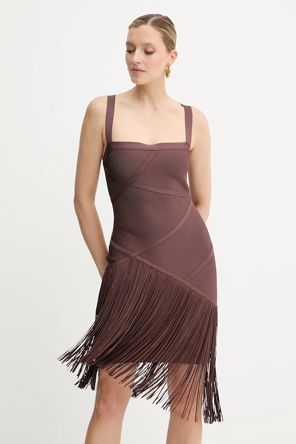 Haljina Herve Leger Josephine bez uzorka smeđa FRI8513807
