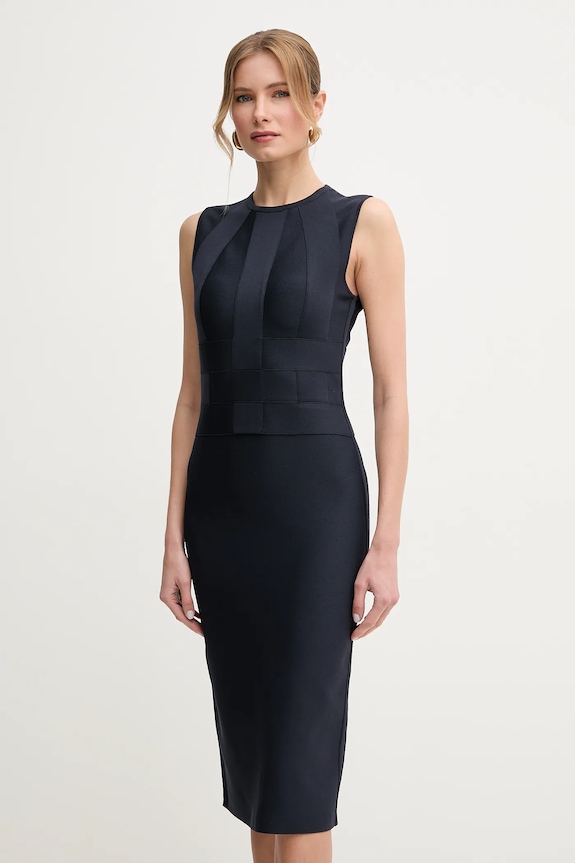 Haljina Herve Leger Julia pletivo mornarsko plava BWE8498975