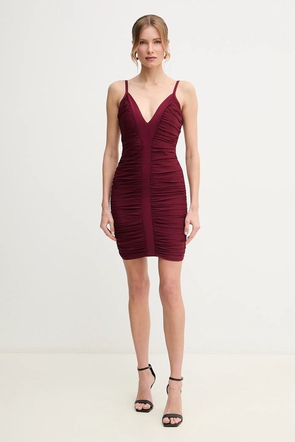 Herve Leger sukienka Andrea RME8499595 bordowy SS25