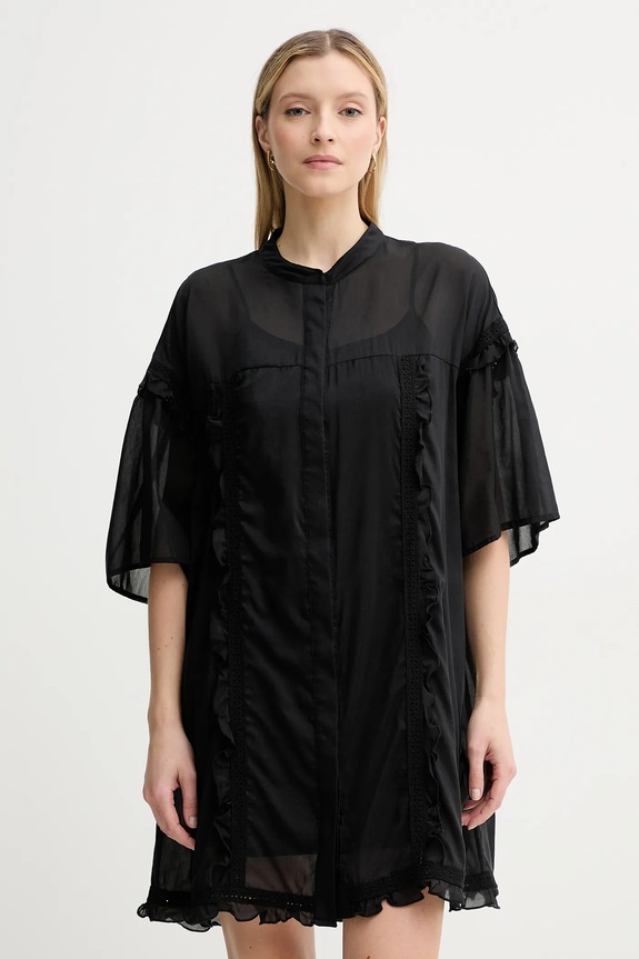 ISABELLE BLANCHE vestito con aggiunta di seta mini nero IS25SS.A078.T018