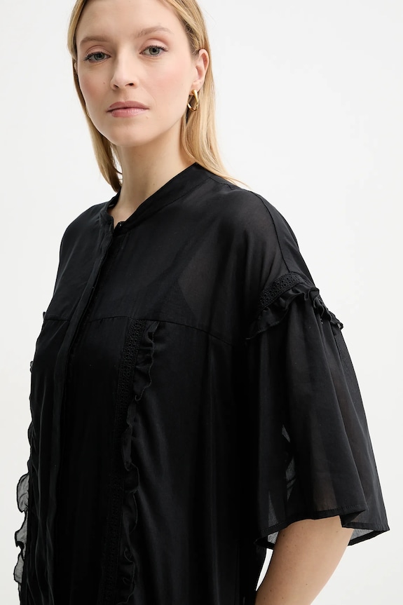 ISABELLE BLANCHE vestito con aggiunta di seta nero IS25SS.A078.T018