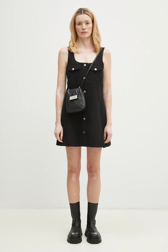 GANNI sukienka Bonded Crepe Mini W0187 czarny