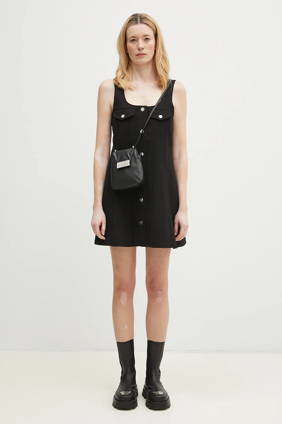 GANNI sukienka Bonded Crepe Mini W0187 czarny