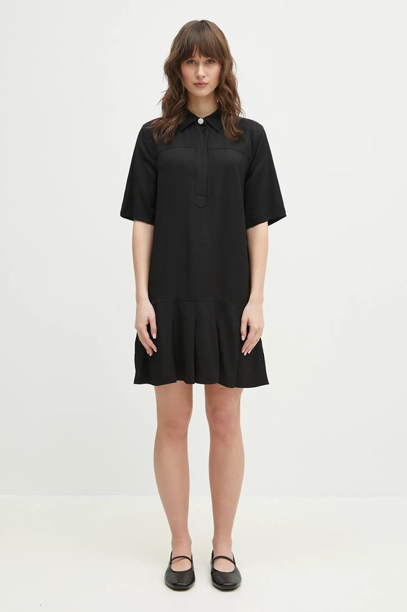 GANNI sukienka Viscose Twill Mini casual czarny W0083