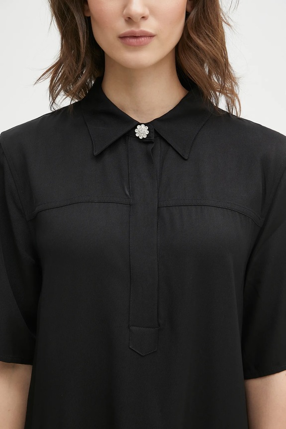 GANNI sukienka Viscose Twill Mini czarny W0083