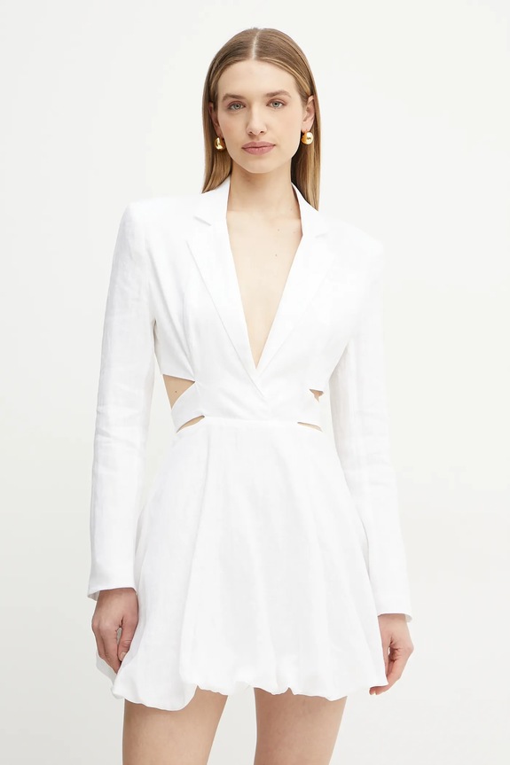 Bardot sukienka lniana casual biały 59860DB