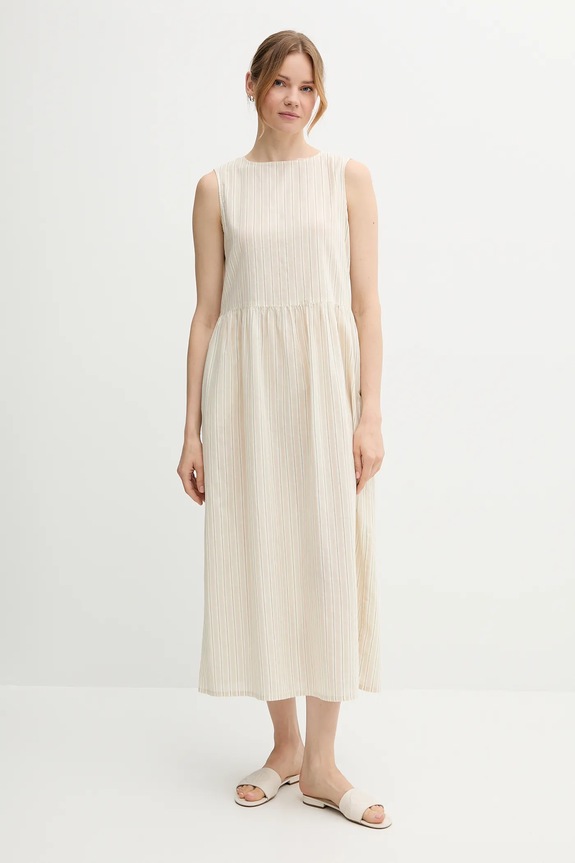 United Colors of Benetton vestito con aggiunta di lino maxi beige 48I5DV0BK