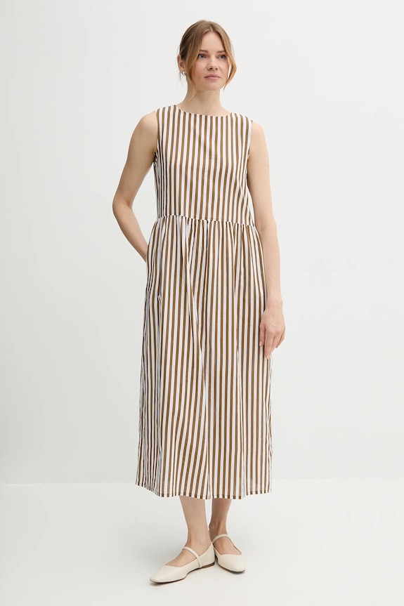 United Colors of Benetton vestito con aggiunta di lino maxi marrone 48I5DV0BK