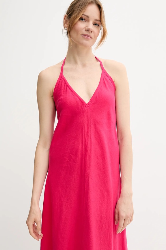 Lanena haljina United Colors of Benetton roza 4AGHDV0BF