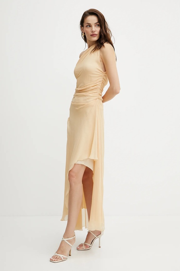 Victoria Beckham rochie de mătase 1225WDR006487C bej SS25