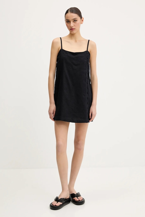 Λινό φόρεμα Abercrombie & Fitch KI159.5572.900 μαύρο SS25